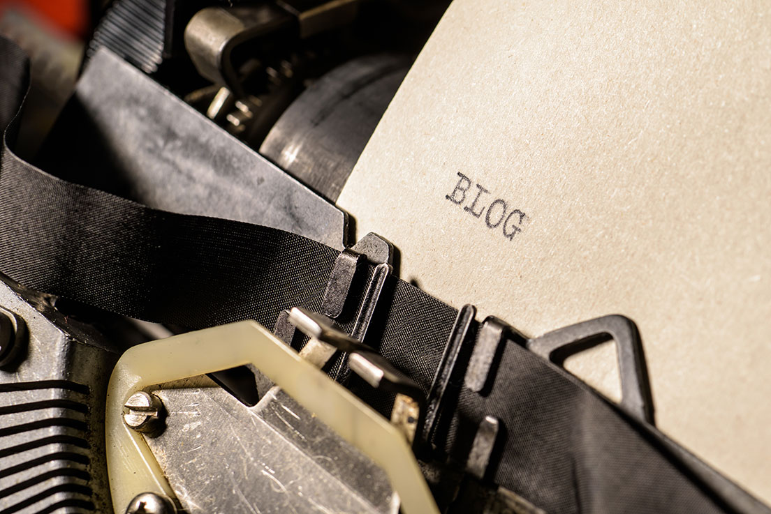 Blog words typed on a typewriter