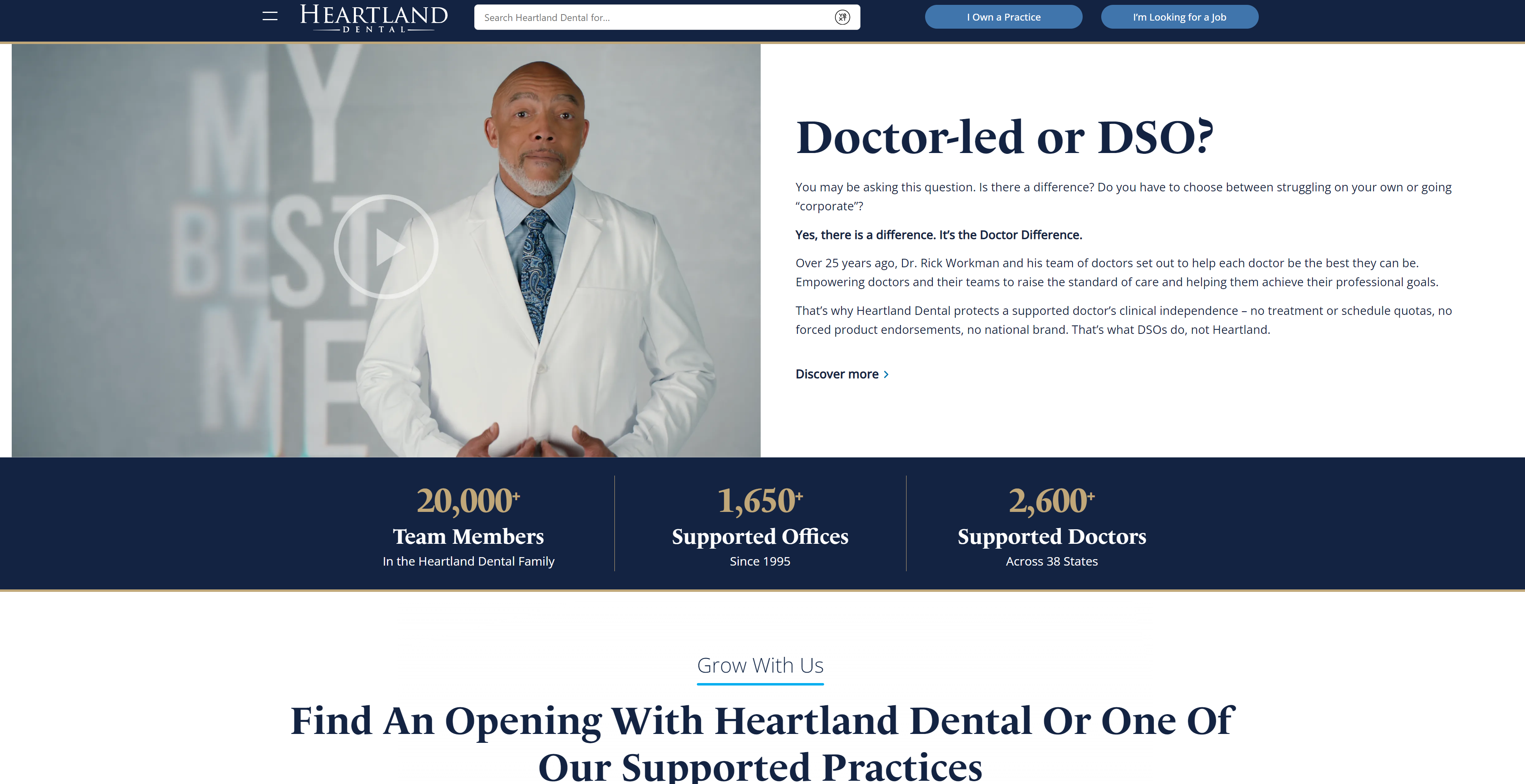 Screenshot of Heartland Dental website