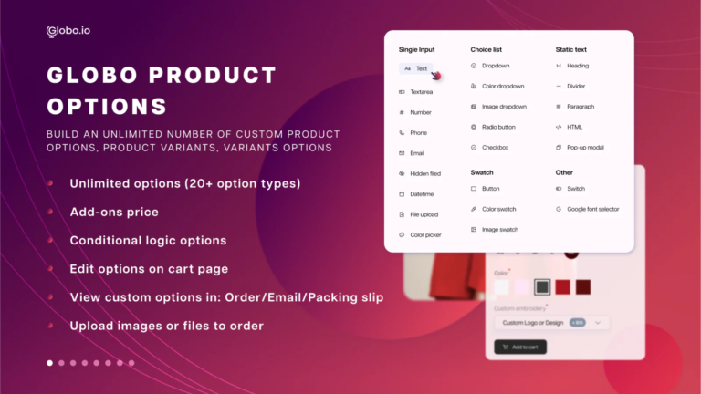 Globo Product Options App for Shopify